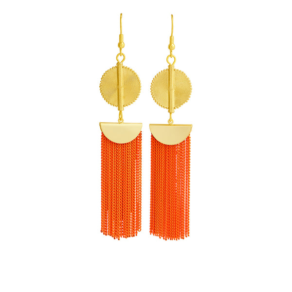 Aflé Bijoux Akan Chain Earrings - Neon Orange - AFLE BIJOUX 