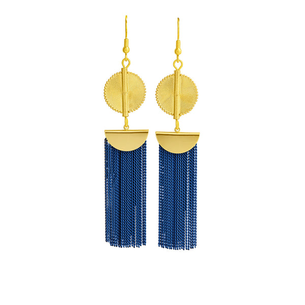 Aflé Bijoux Akan Chain Earrings - Blue