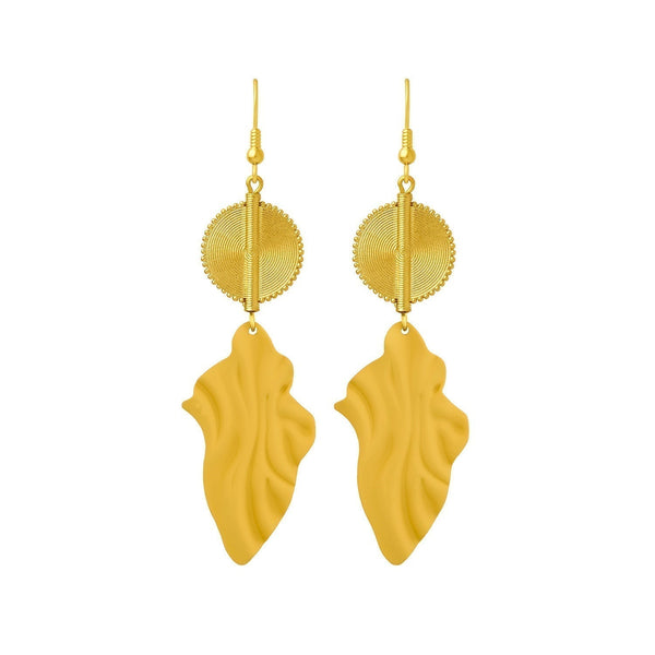Aflé Bijoux Akan Leaves Earrings - Yellow
