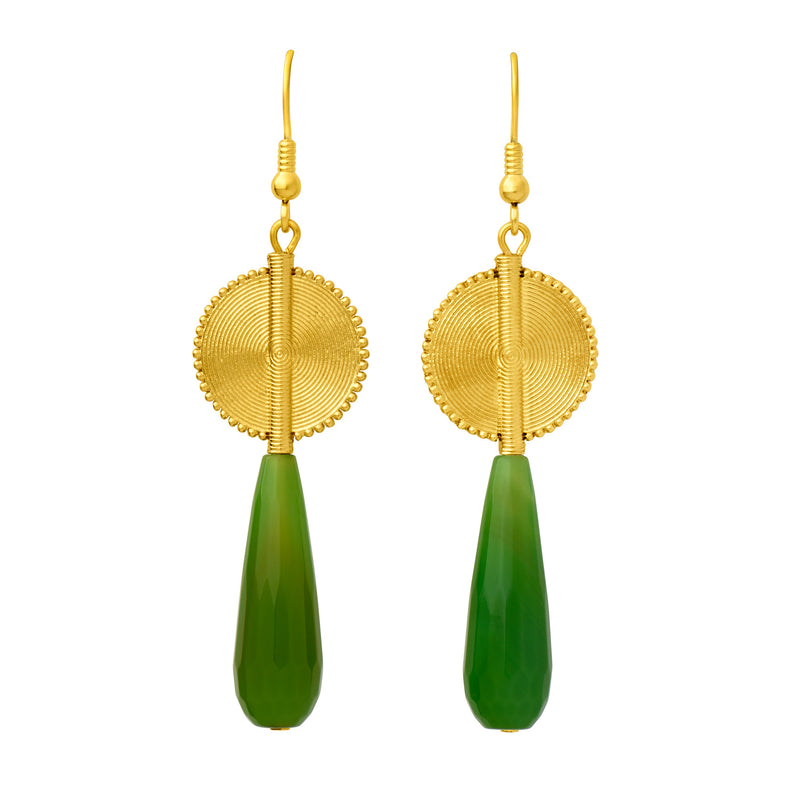 Aflé Bijoux Akan Gemstones Drops Earrings - Green Agate - AFLE BIJOUX 