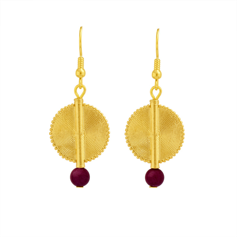 Aflé Bijoux Akan Goldweights Earrings - Purple Agates - AFLE BIJOUX 