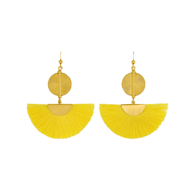 Akan Fan Earrings - Yellow