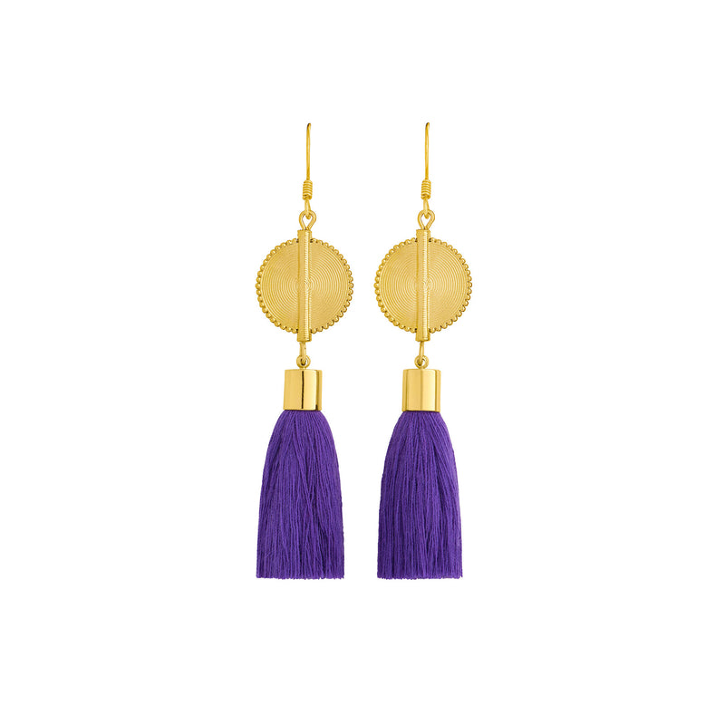 Akan Tassel Earrings - Purple