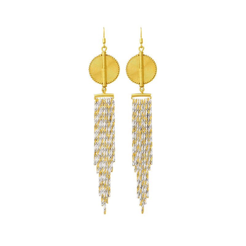 Aflé Bijoux Akan Cascading Chain Earrings - Gold White - AFLE BIJOUX 